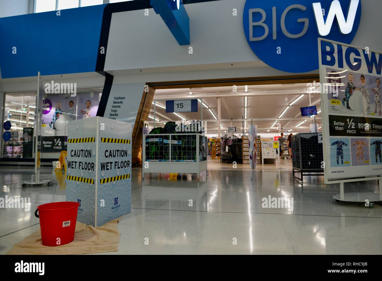 Wet Floors Due To Roof Damage Outside Big W Inside Stockland