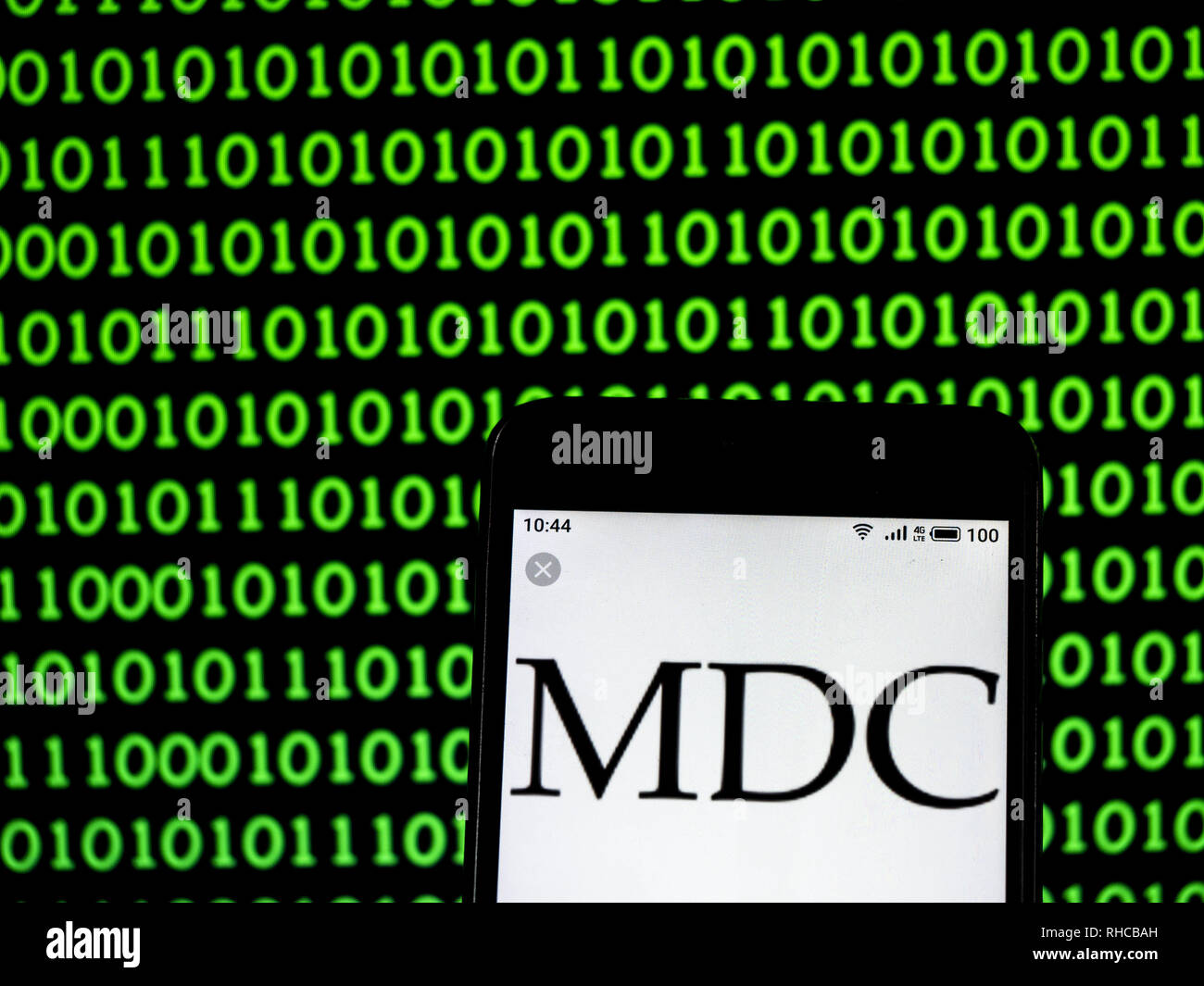 Kiev, Ukraine. 2nd Feb, 2019. MDC Holdings Company logo seen displayed on a smart phone. Credit: Igor Golovniov/SOPA Images/ZUMA Wire/Alamy Live News Stock Photo