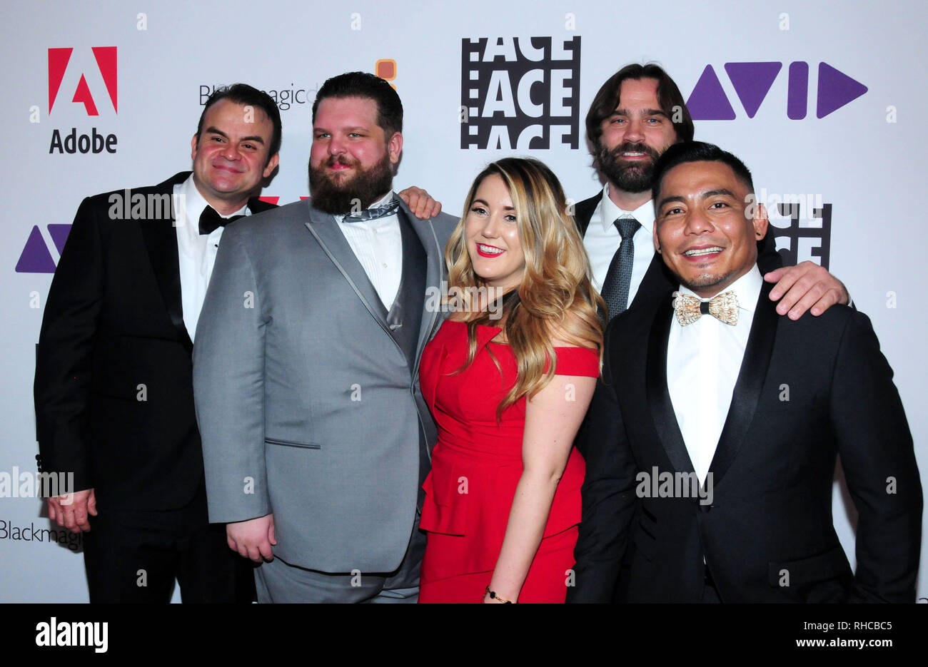BEVERLY HILLS, CA - FEBRUARY 1: Editors Alexandra Moore, Rob Butler and Ben Bulatao and guests attend ACE 69th Annual Eddie Awards on February 1, 2019 at the Beverly Hilton Hotel in Beverly Hills, California. Photo by Barry King/Alamy Stock Photo Stock Photo