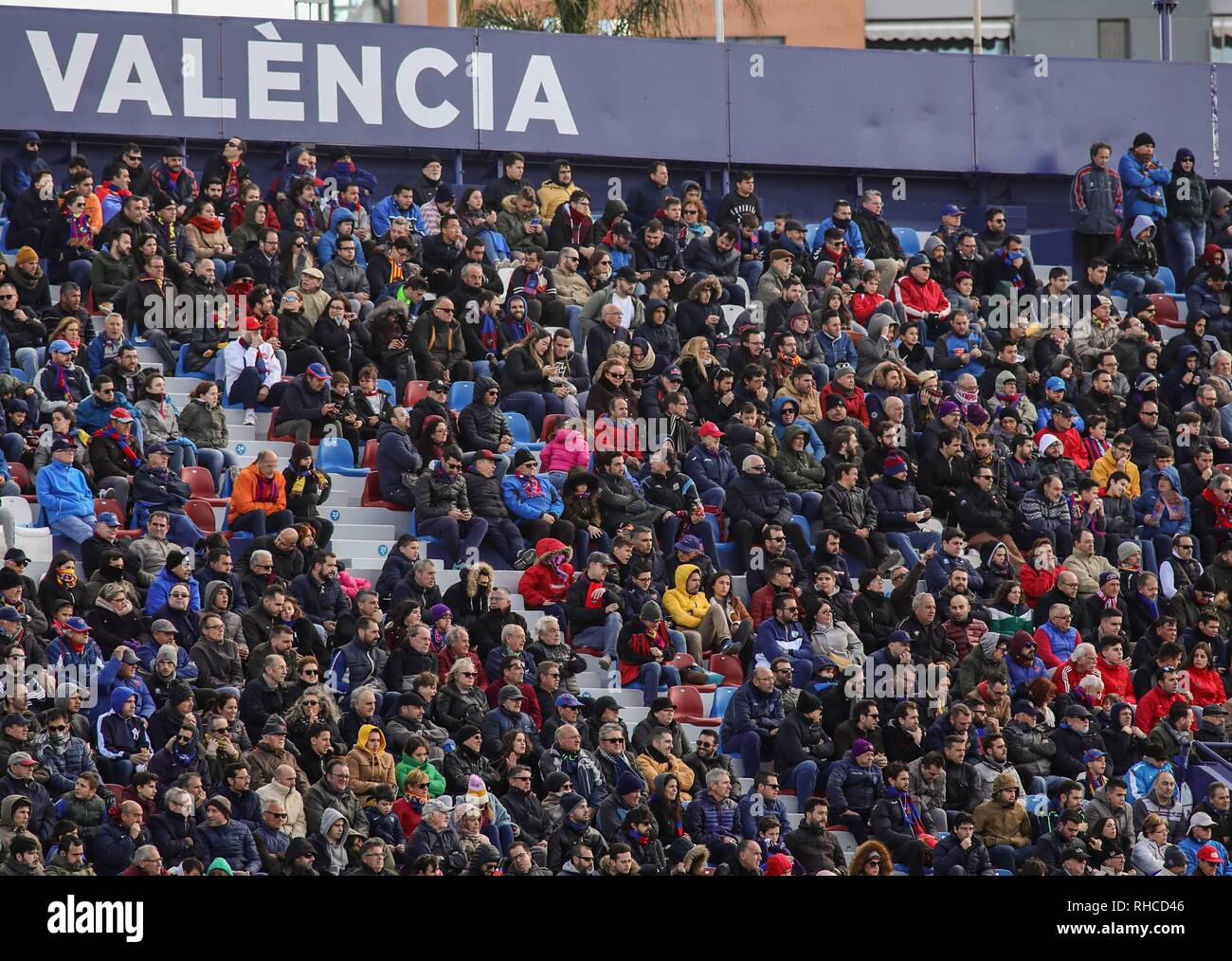 Levante fans during the football match between Levante UD and Getafe CF on  Febrary 2, 2019 at Ciutat de Valencia in Valencia, Spain. Credit: CORDON  PRESS/Alamy Live News Stock Photo - Alamy