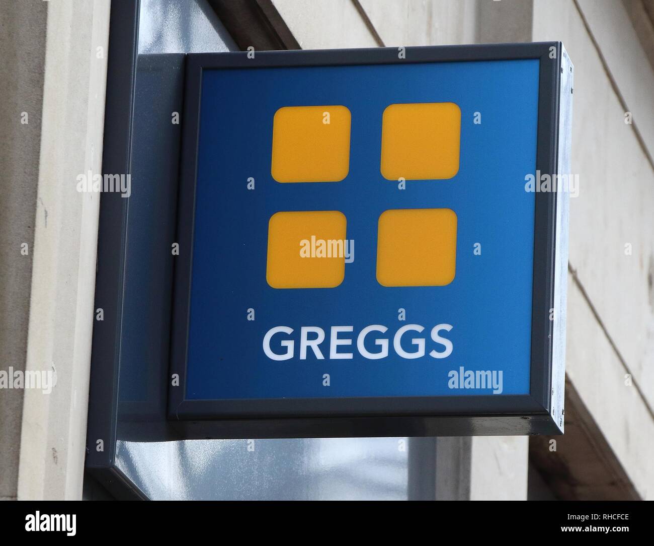 London, UK. 27th Jan, 2019. Greggs shop and brand logo seen in London ...