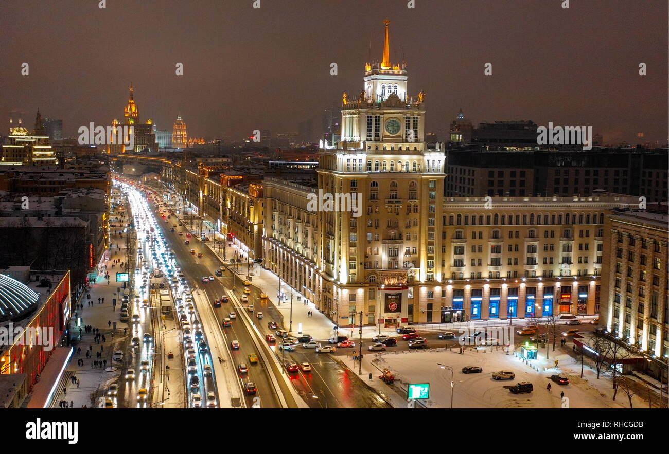 Moscow Russia 02nd Feb 19 Moscow Russia February 2 19 A Night View Of The Peking Hotel C Valery Sharifulin Tass Credit Itar Tass News Agency Alamy Live News Stock Photo Alamy