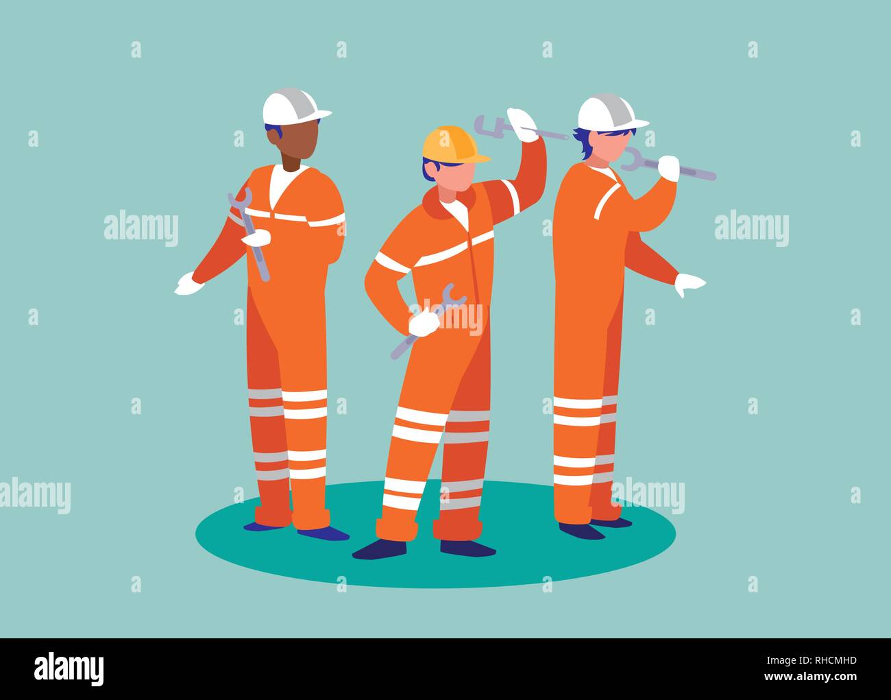 Overalls construction workers group Stock Vector Images - Alamy