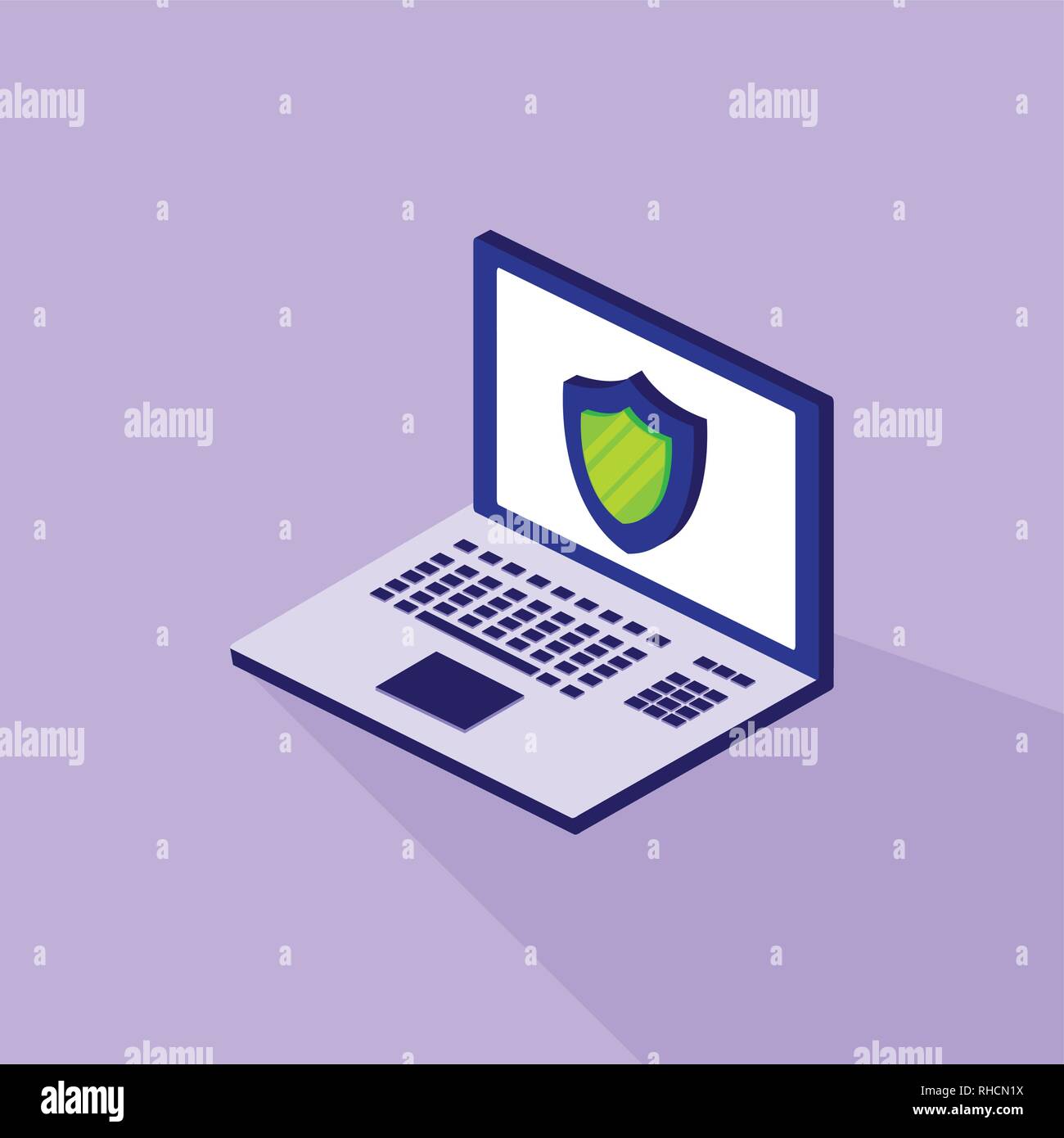cyber security with laptop and shield vector illustration design Stock ...