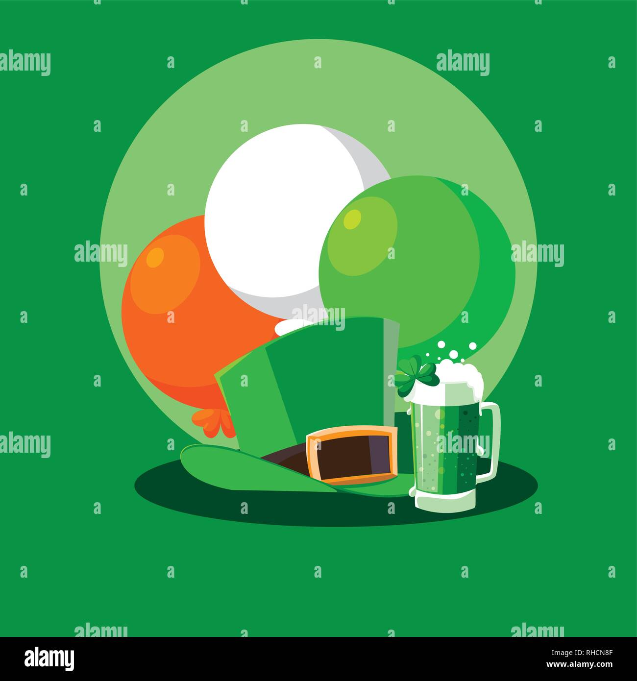 st patrick day with balloons helium and beer in jar vector illustration ...
