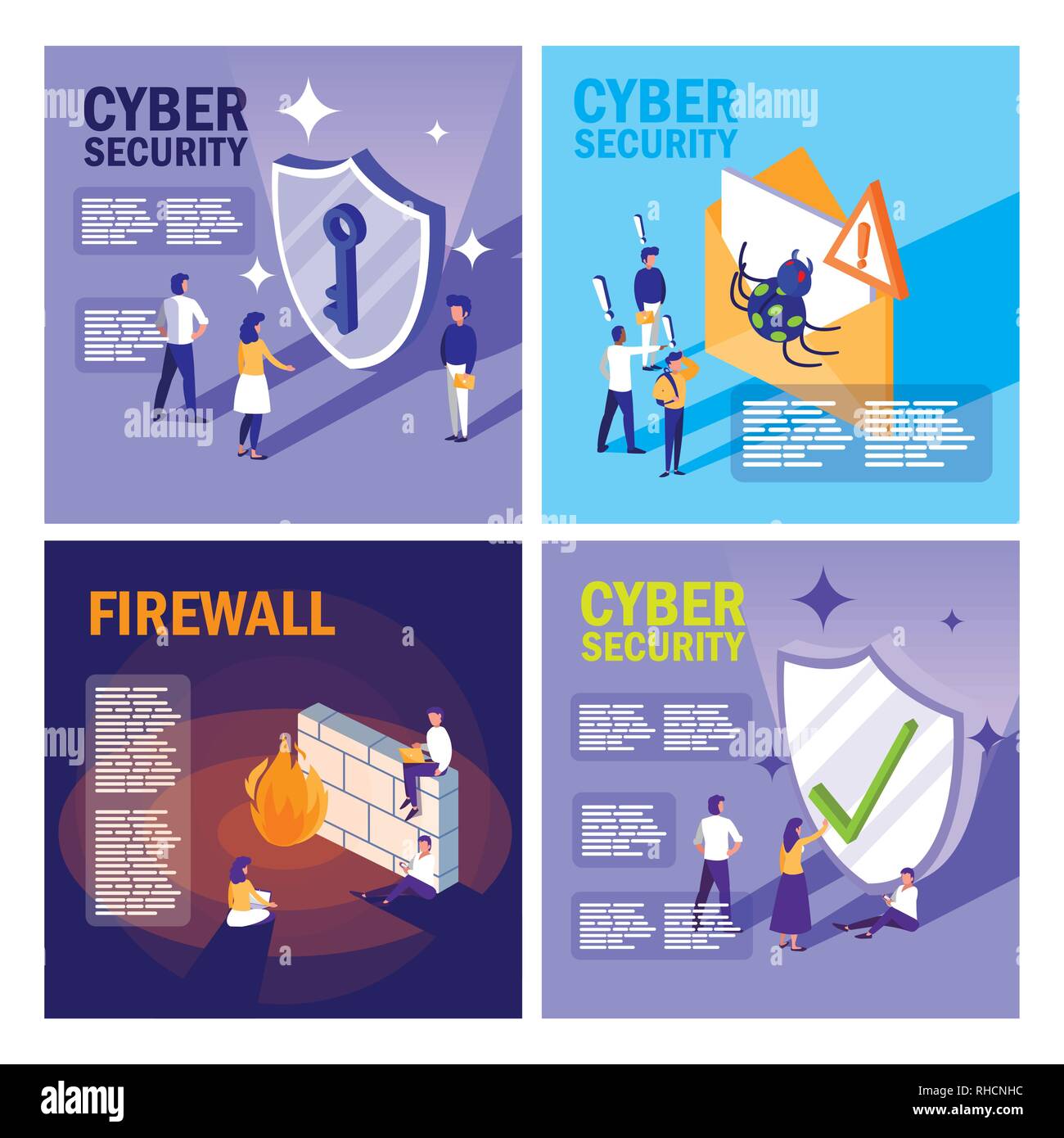 set icons of cyber security vector illustration design Stock Vector ...