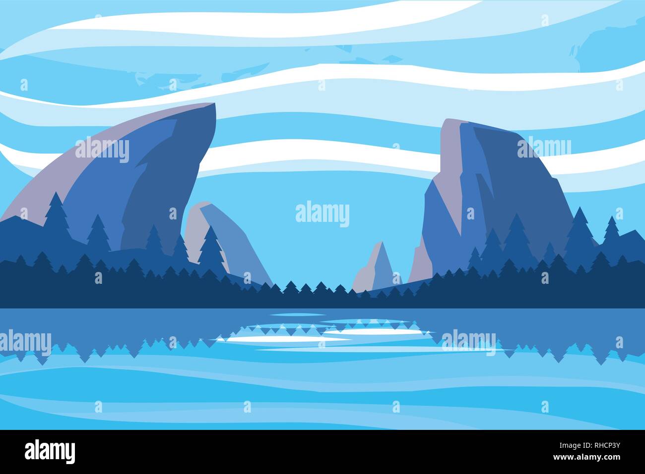 landscape with lake scene icon vector illustration design Stock Vector ...