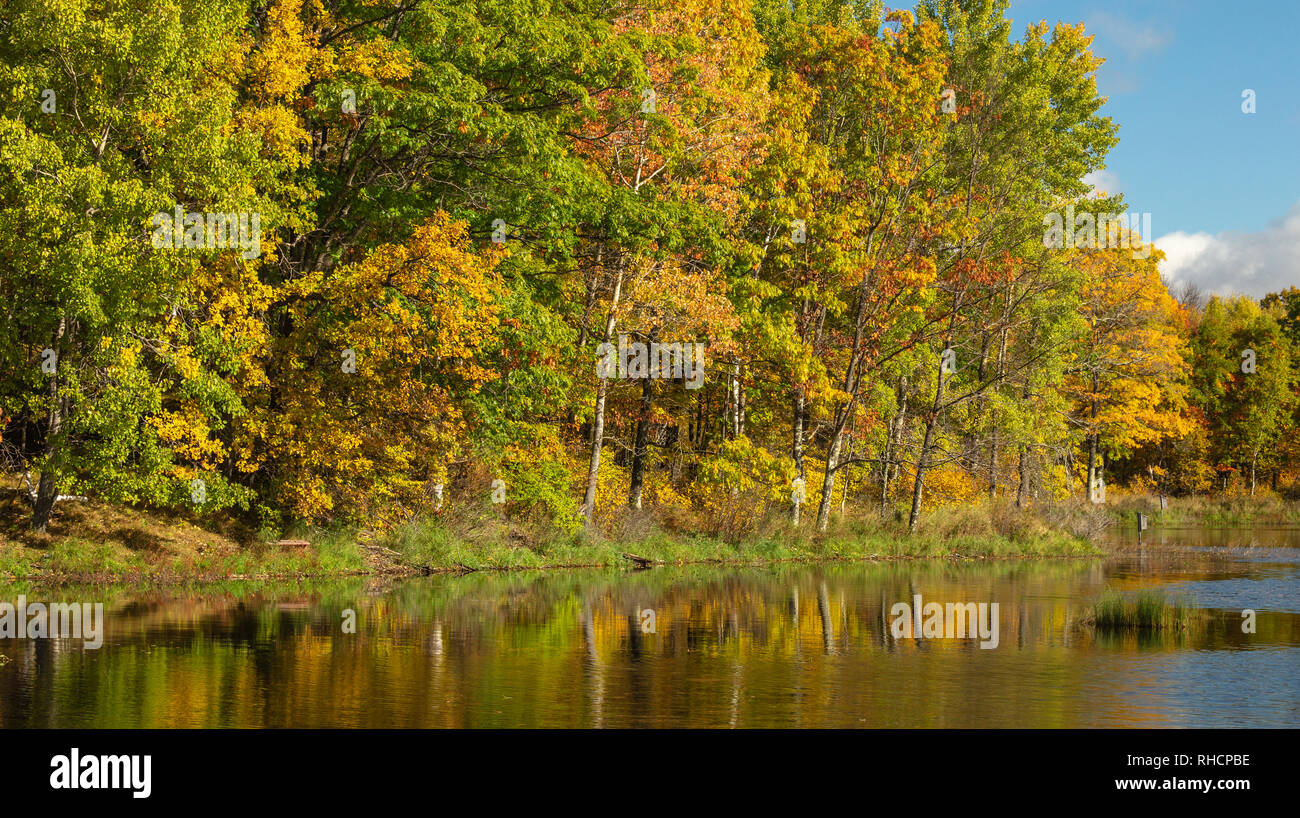 Autumn colors on a wilderness lake in northern Wisconsin. Stock Photo