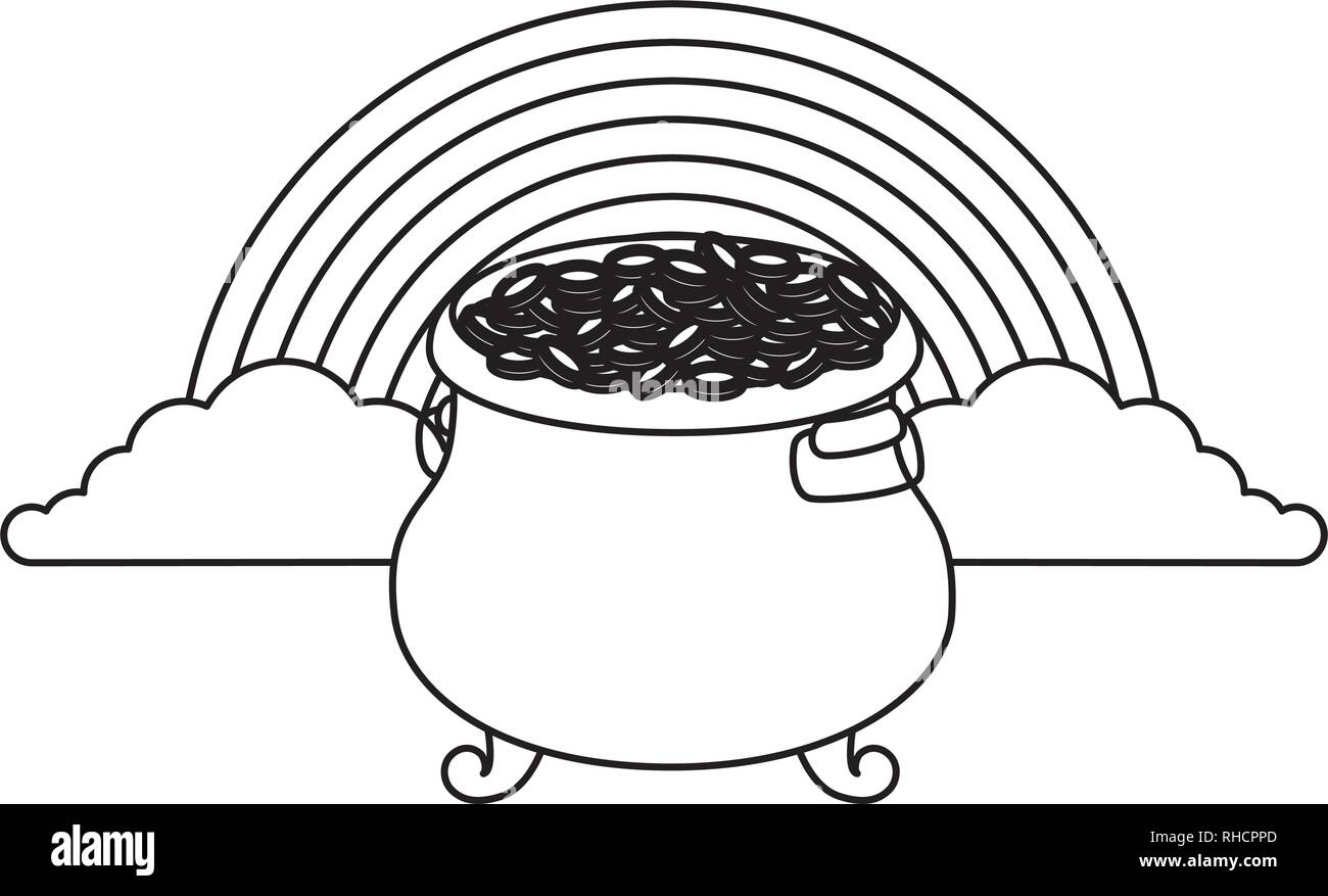 treasure cauldron with coins and rainbow Stock Vector Image & Art - Alamy