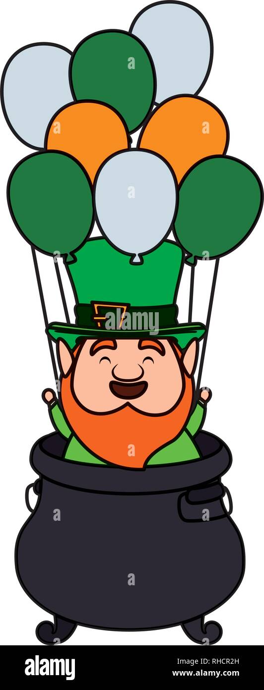 leprechaun in cauldron with balloons helium Stock Vector Image & Art ...