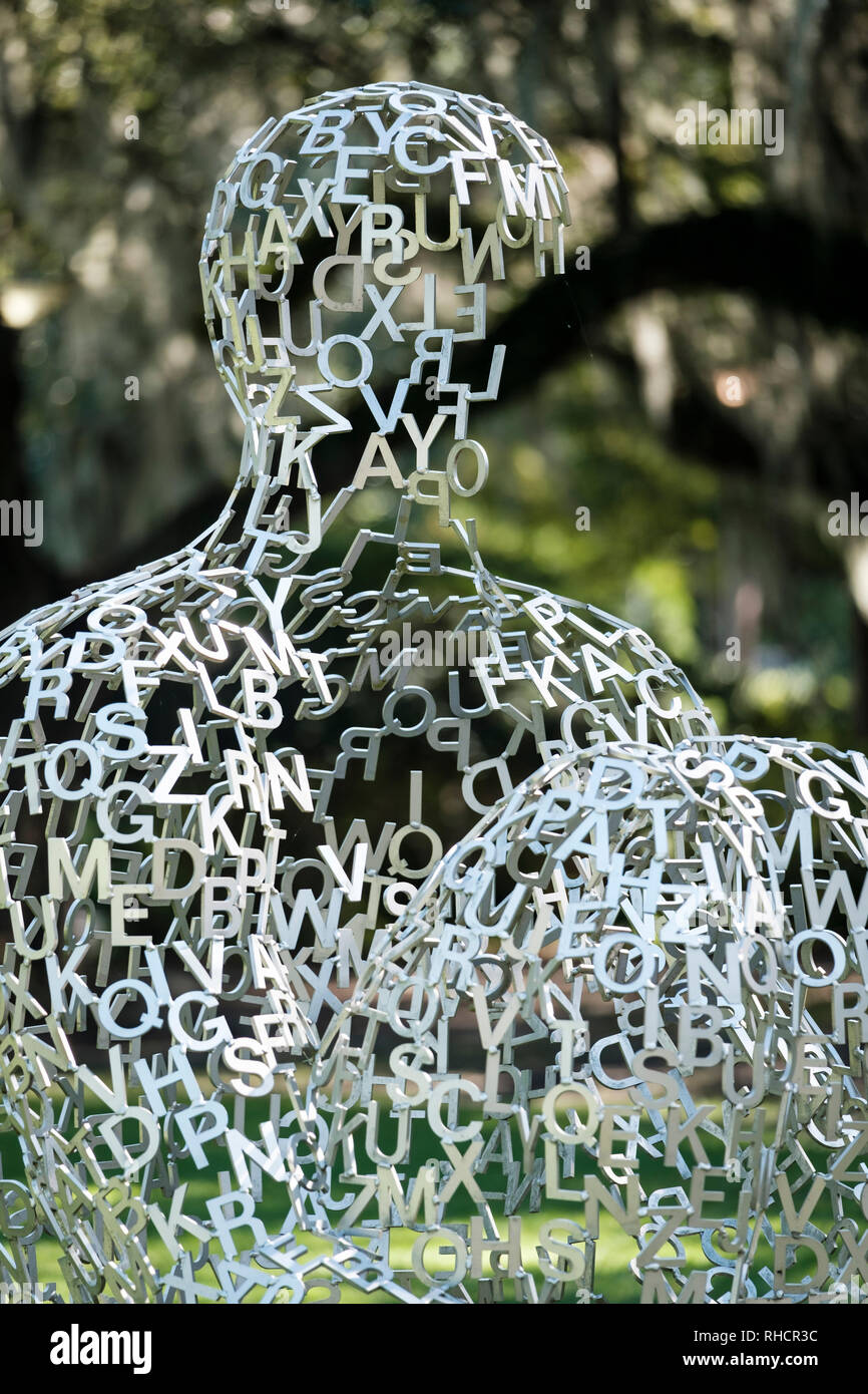 New Orleans Sculpture Garden, New Orleans Museum of Art, Overflow, by Spanish sculptor Jaume Plensa, New Orleans, Louisiana, USA Stock Photo