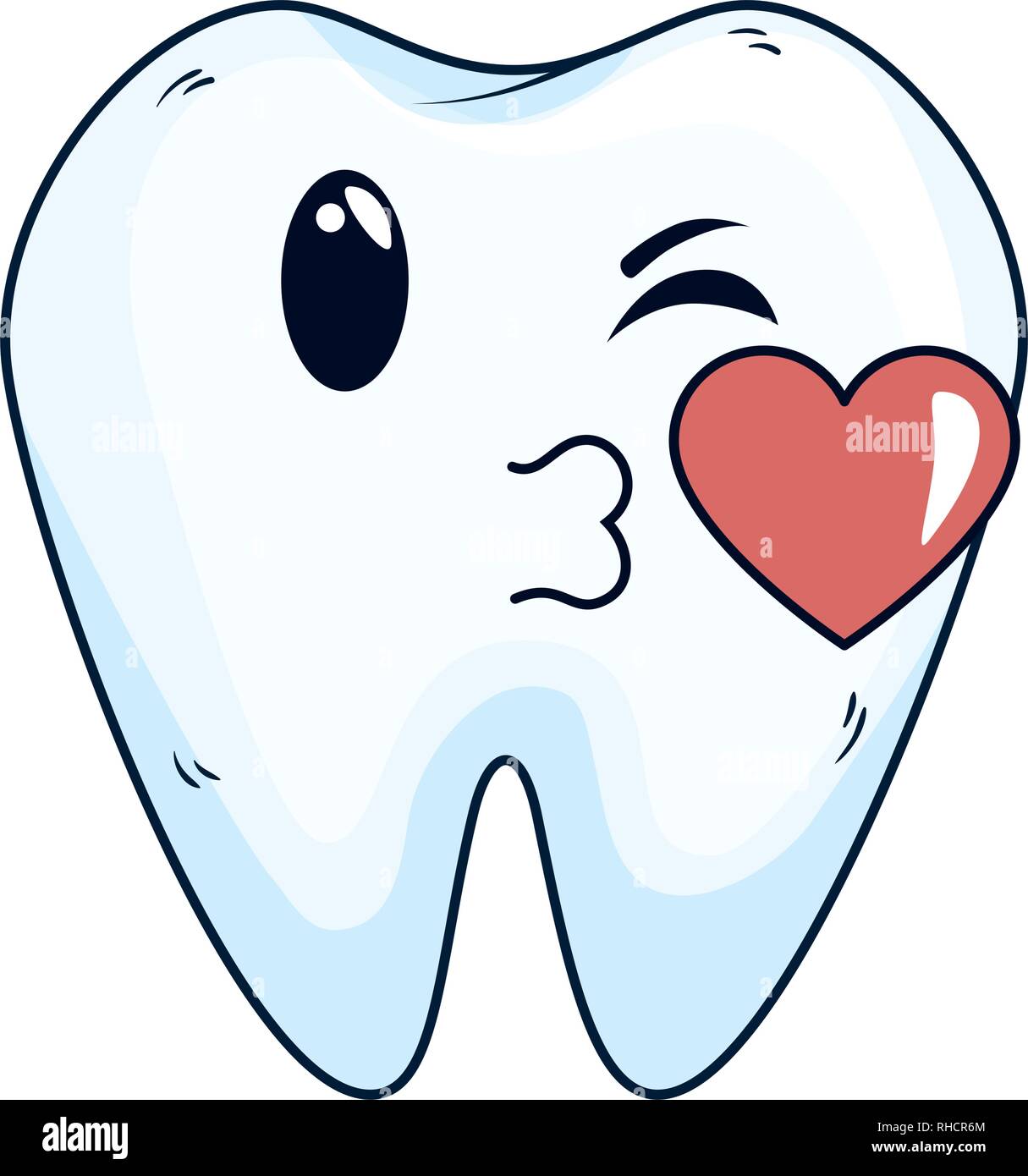 Comic Tooth With Heart Kawaii Character Stock Vector Image Art Alamy