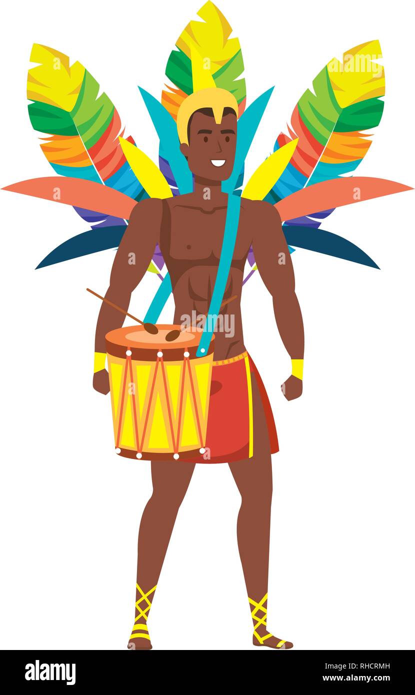 brazilian male dancer playing drum Stock Vector Image & Art - Alamy