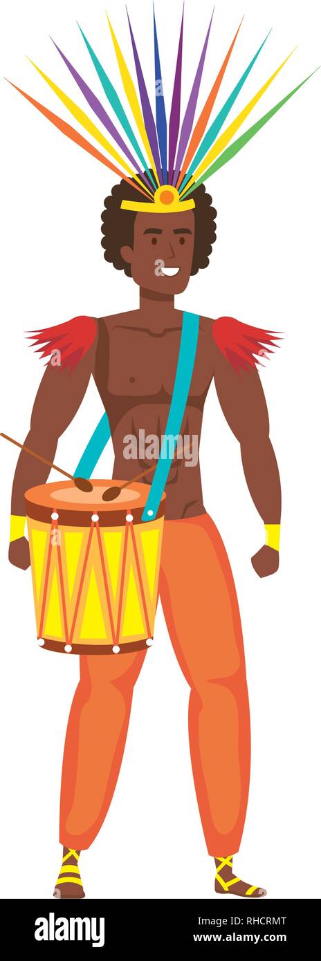 brazilian male dancer playing drum Stock Vector Image & Art - Alamy