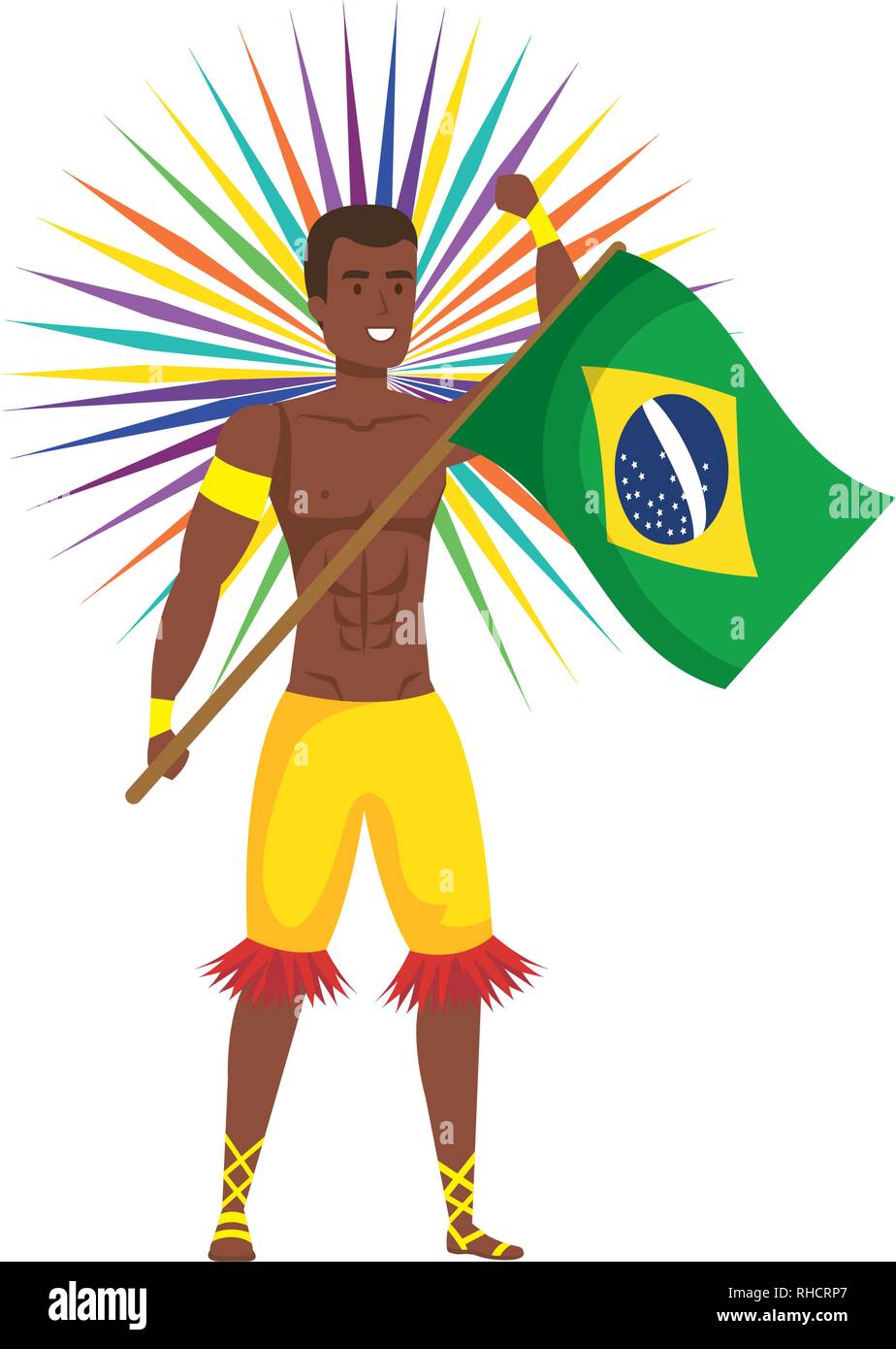 brazilian male dancer waving flag Stock Vector Image & Art - Alamy