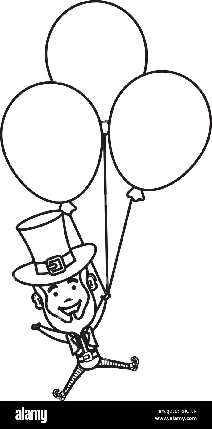 leprechaun with balloons helium saint patrick character Stock Vector