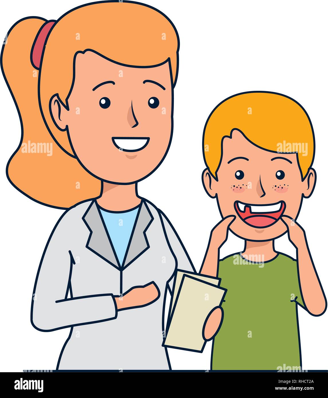 Little boy at the dentist Stock Vector Images Alamy