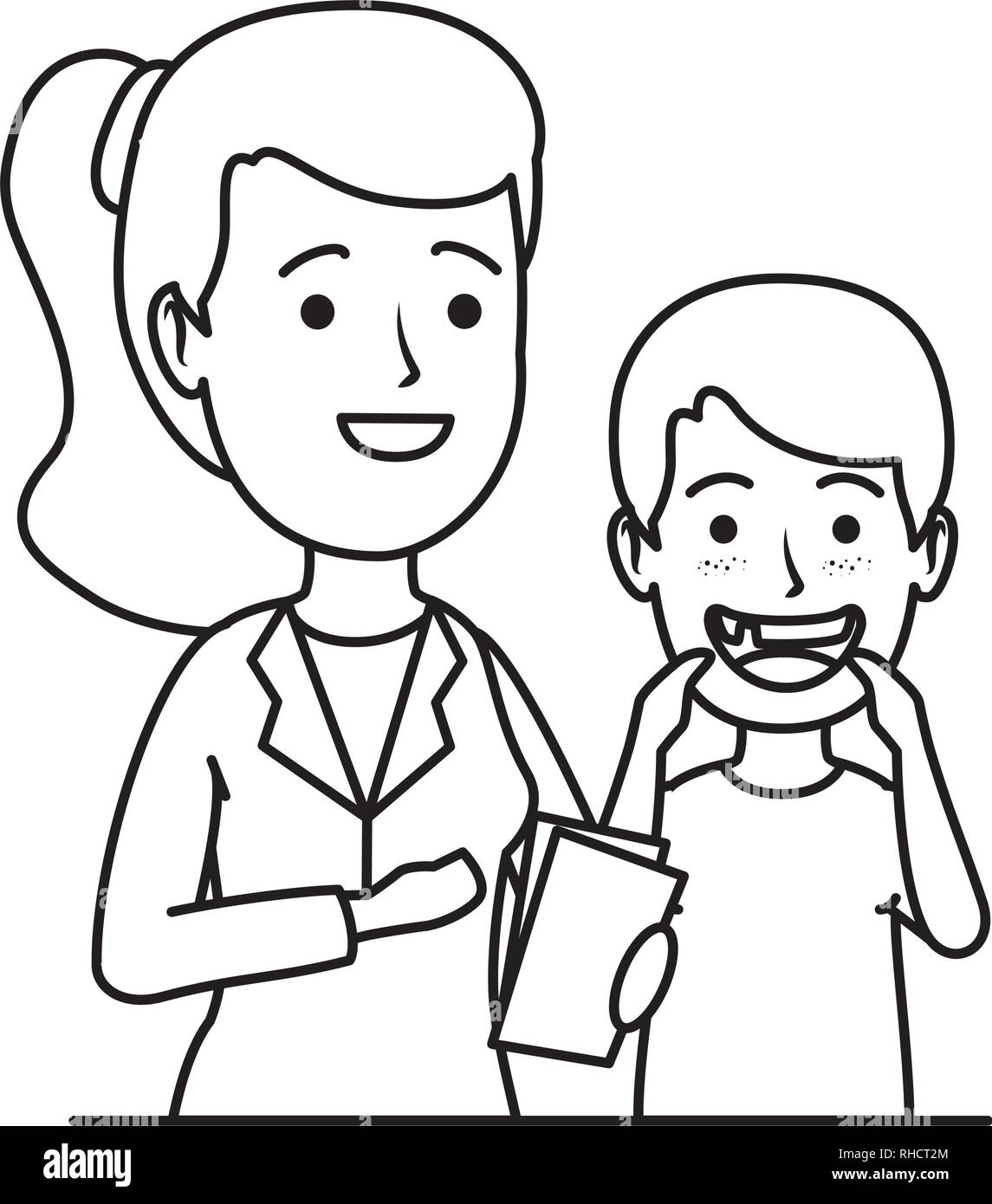 Little boy at the dentist Stock Vector Images Alamy