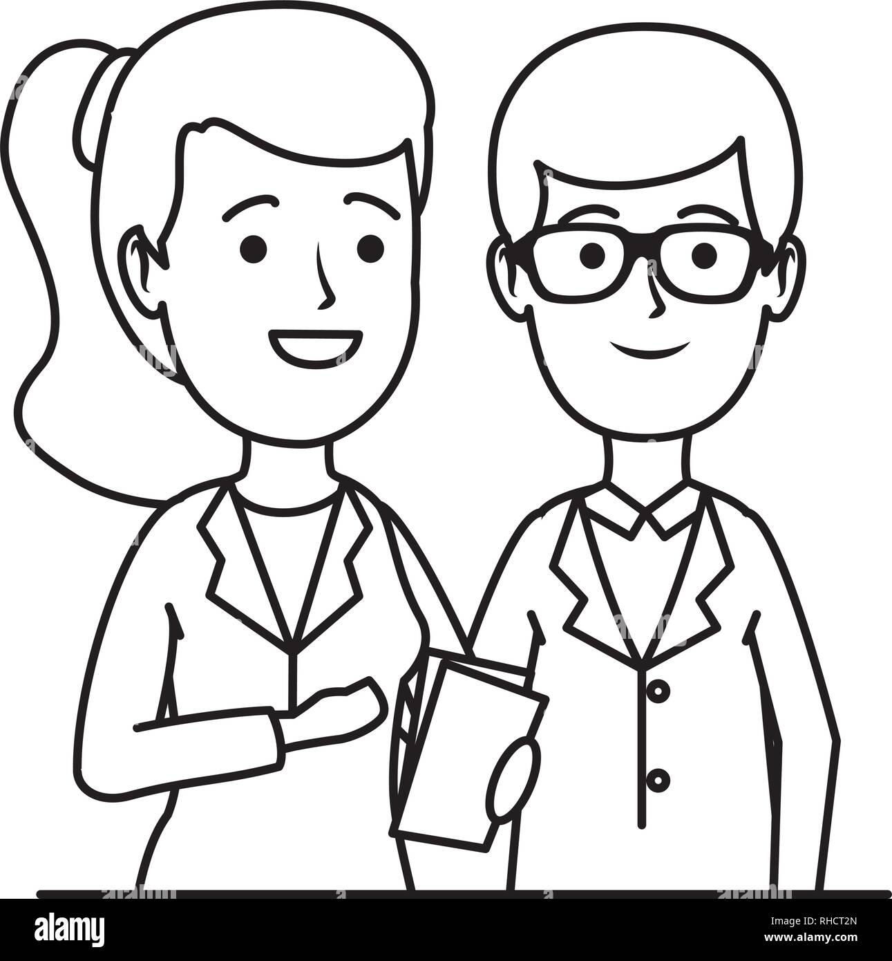 young dentists couple characters Stock Vector