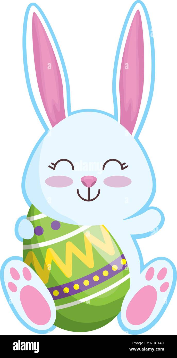 cute rabbit with easter egg painted Stock Vector Image & Art - Alamy