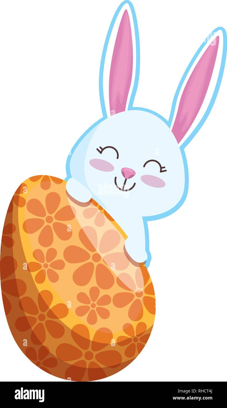 cute rabbit with easter egg painted Stock Vector Image & Art - Alamy