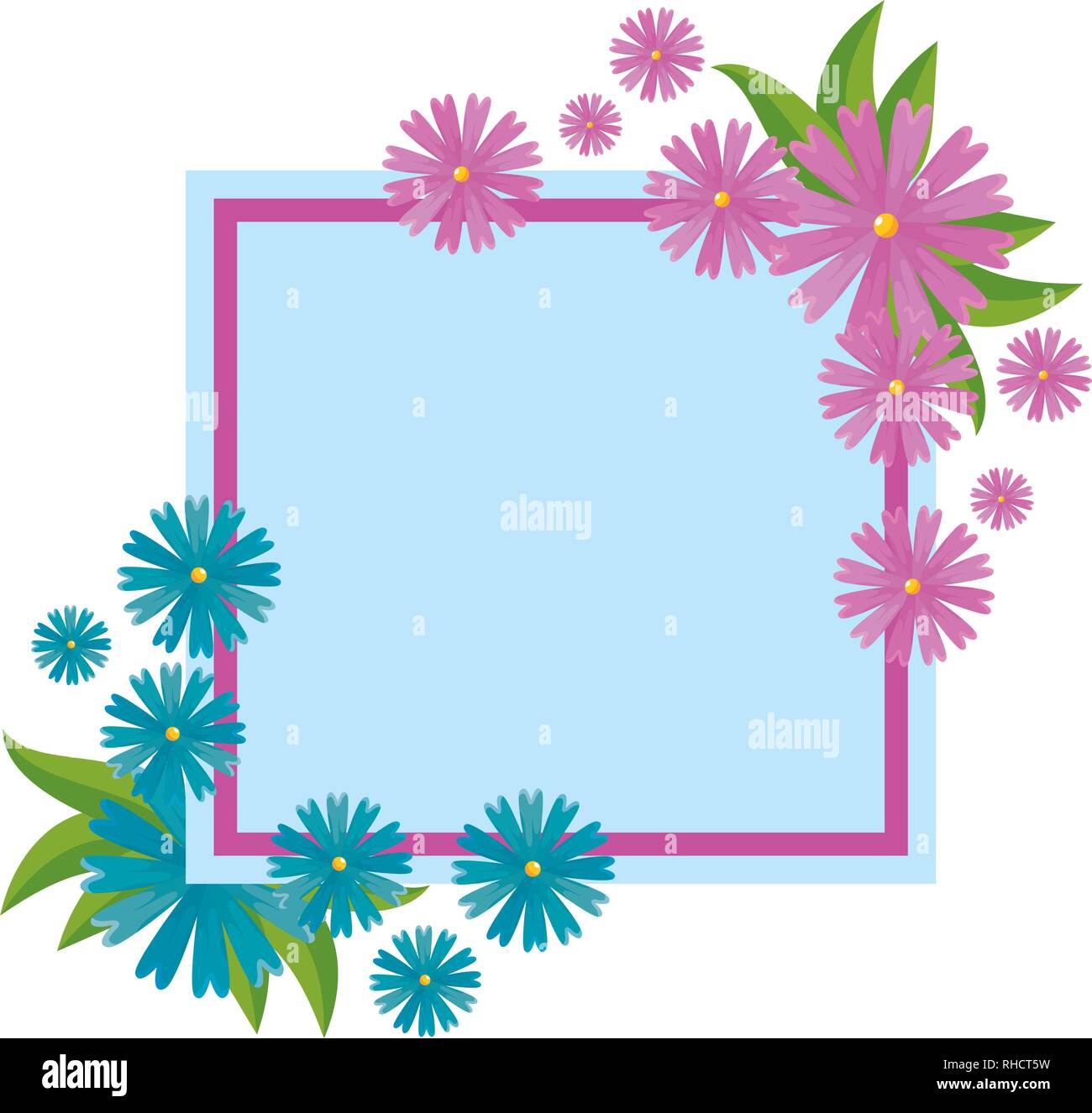 square frame with flowers and leafs Stock Vector Image & Art - Alamy