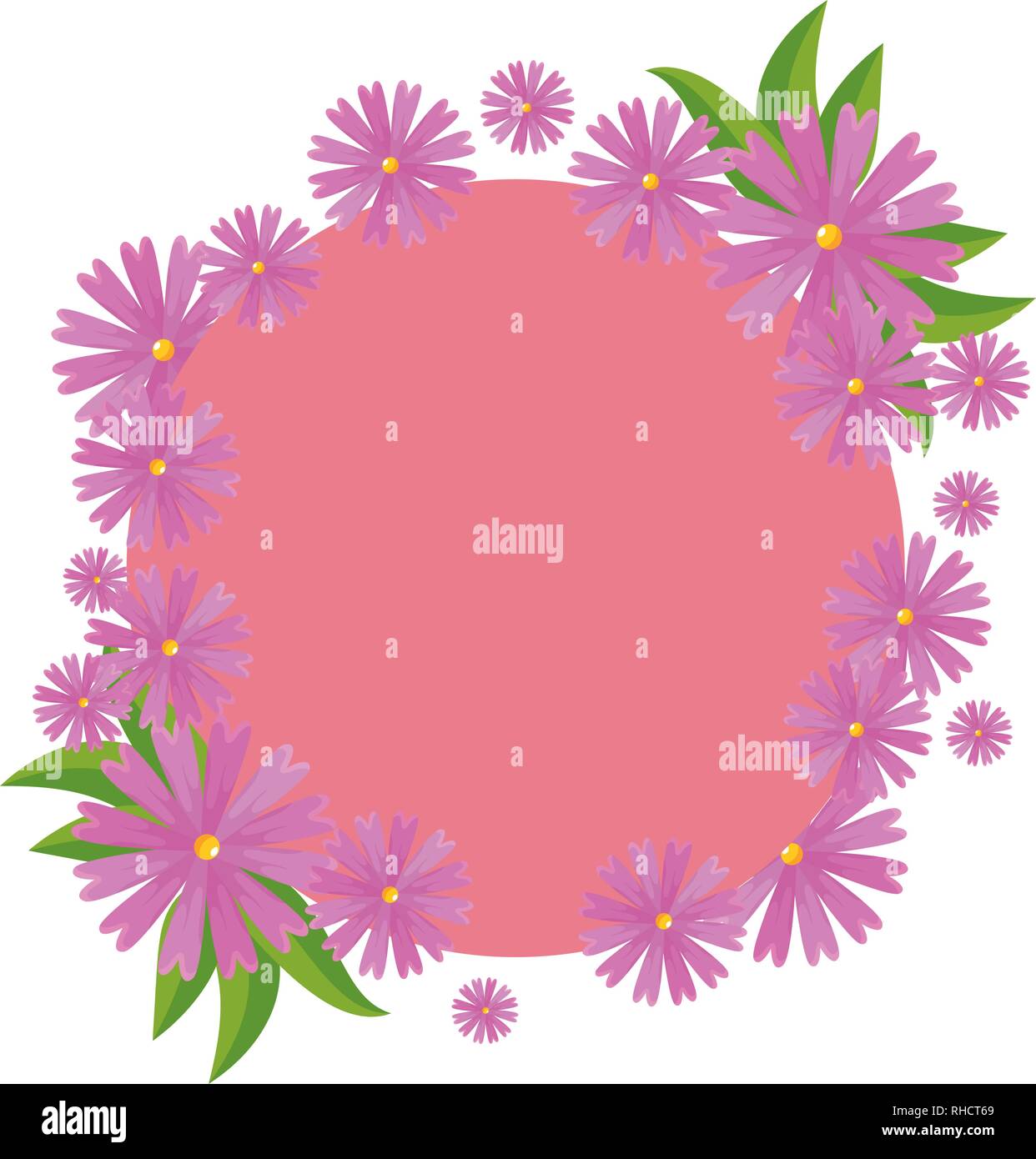 circular frame with flowers and leafs Stock Vector Image & Art - Alamy