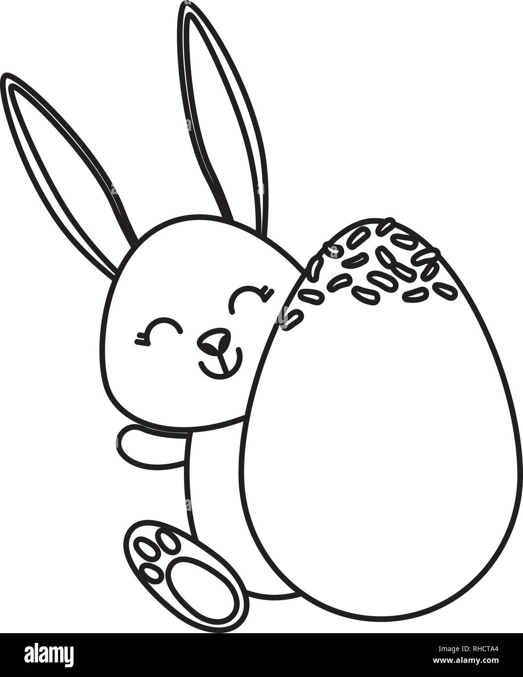 cute rabbit with easter egg painted Stock Vector Image & Art - Alamy