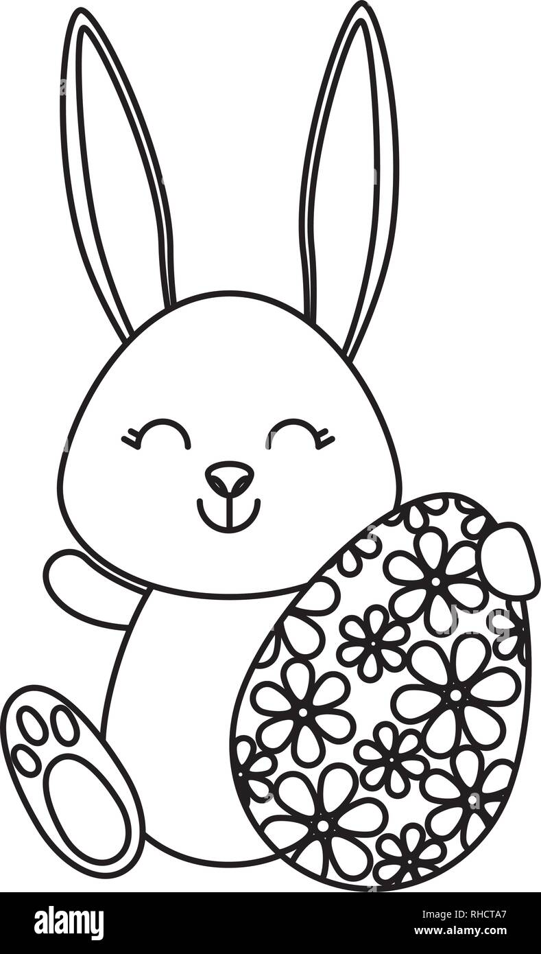 cute rabbit with easter egg painted Stock Vector Image & Art - Alamy