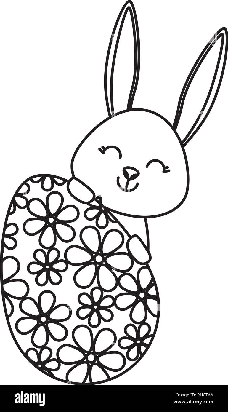 cute rabbit with easter egg painted Stock Vector Image & Art - Alamy