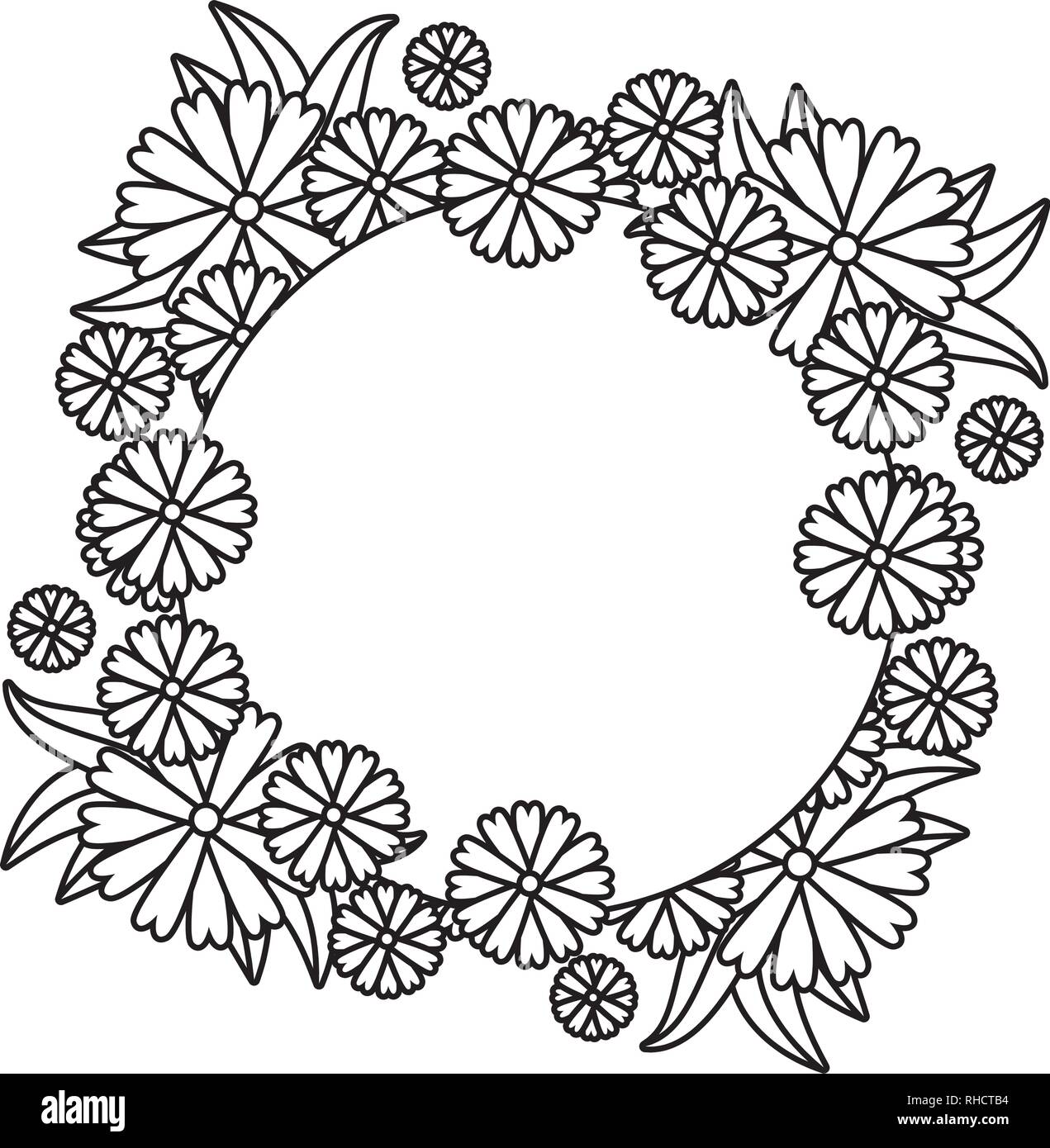 circular frame with flowers and leafs Stock Vector Image & Art - Alamy