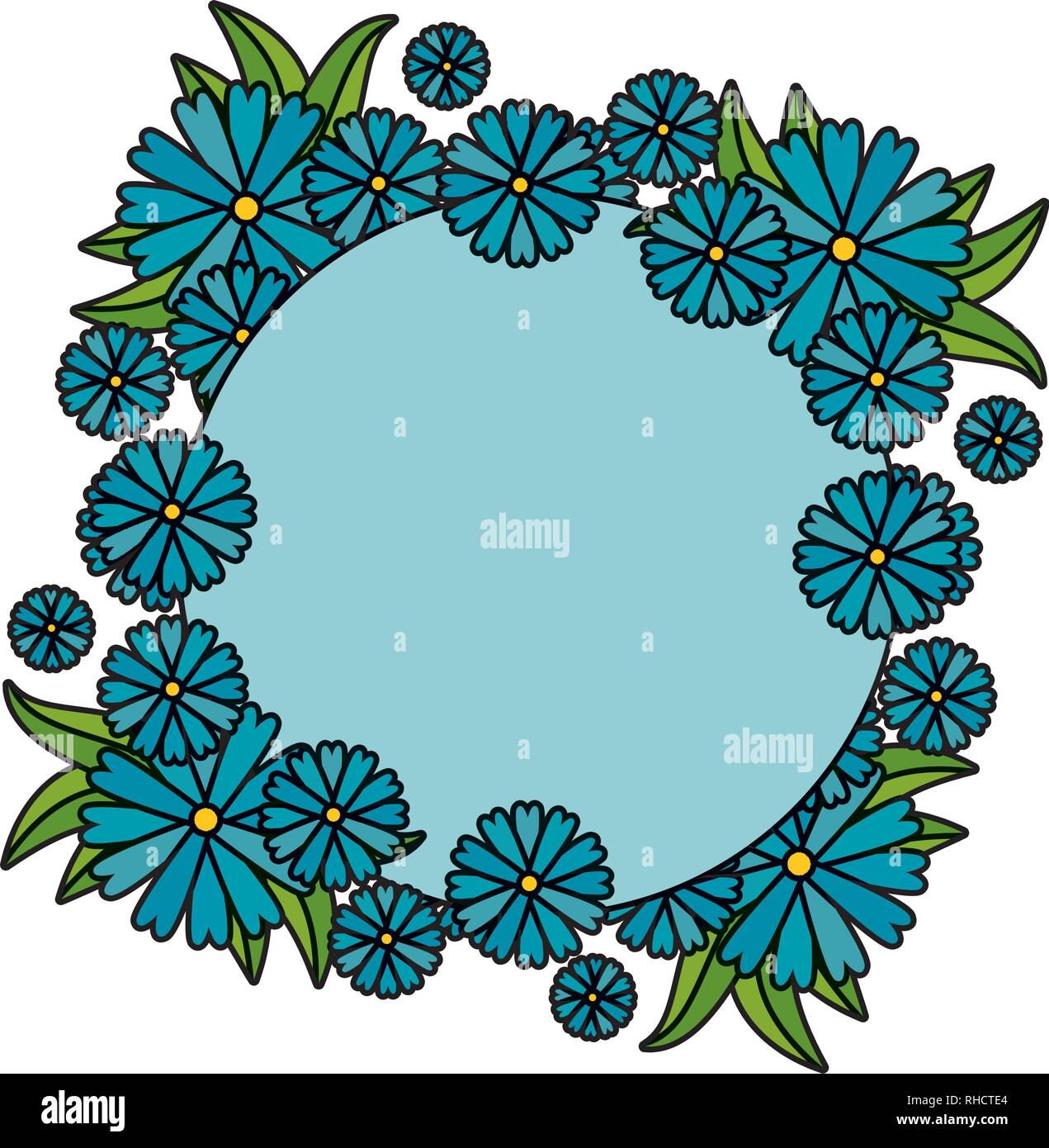 circular frame with flowers and leafs Stock Vector Image & Art - Alamy