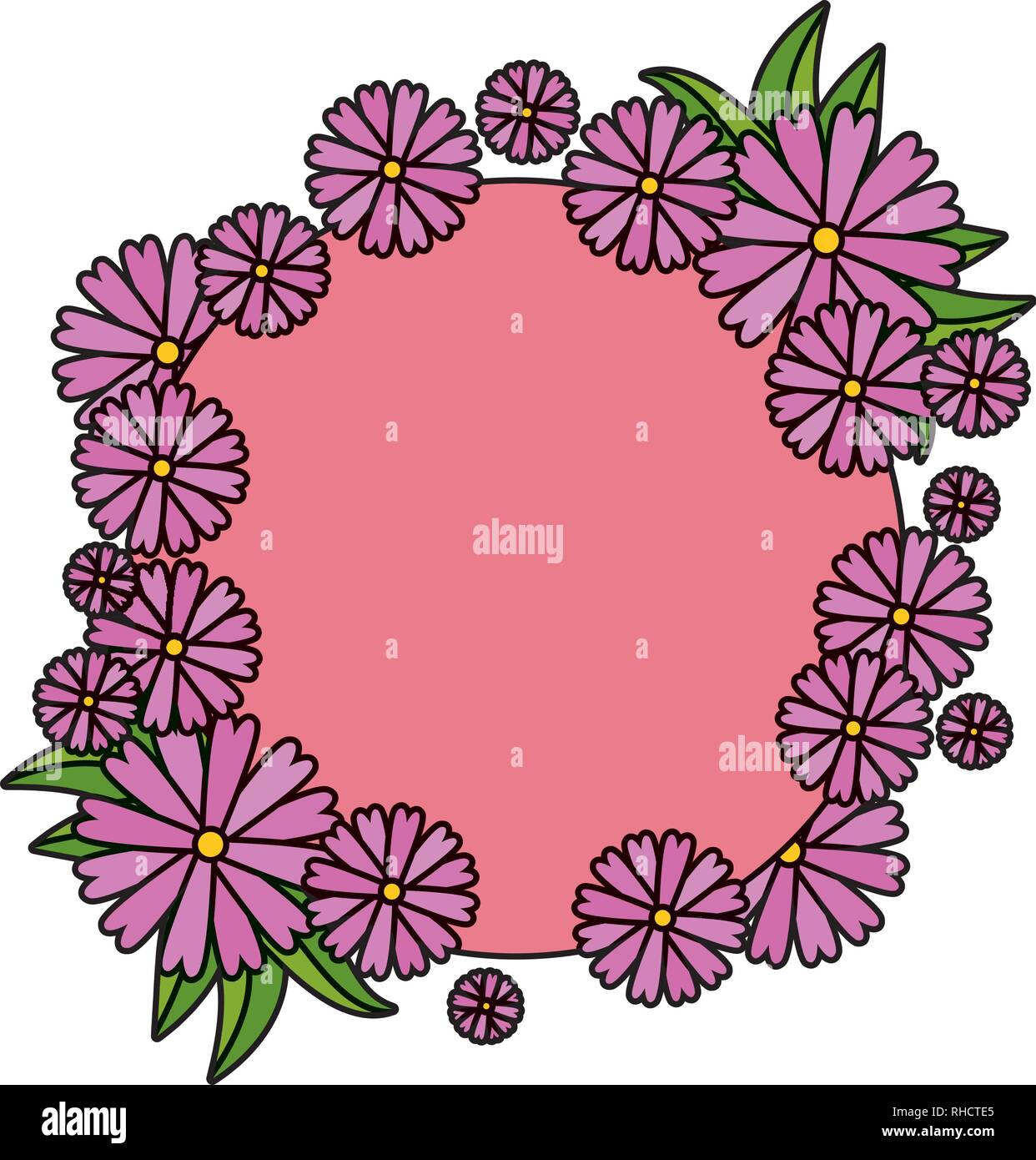 circular frame with flowers and leafs Stock Vector Image & Art - Alamy