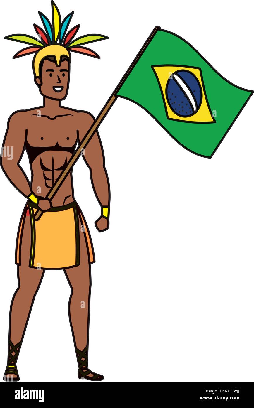 brazilian male dancer waving flag Stock Vector Image & Art - Alamy