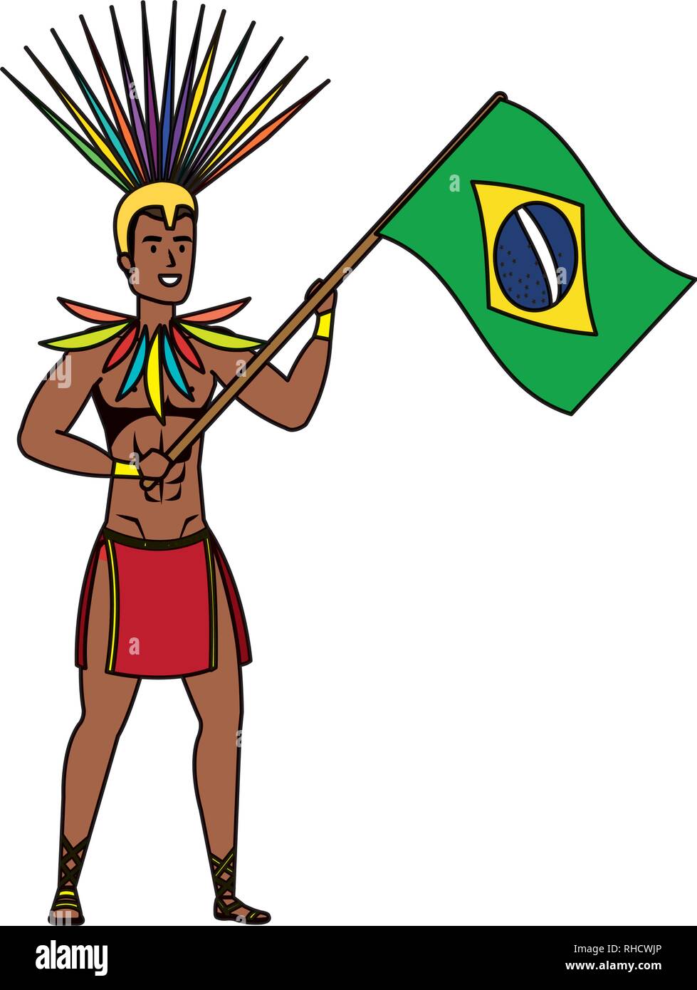 brazilian male dancer waving flag Stock Vector Image & Art - Alamy