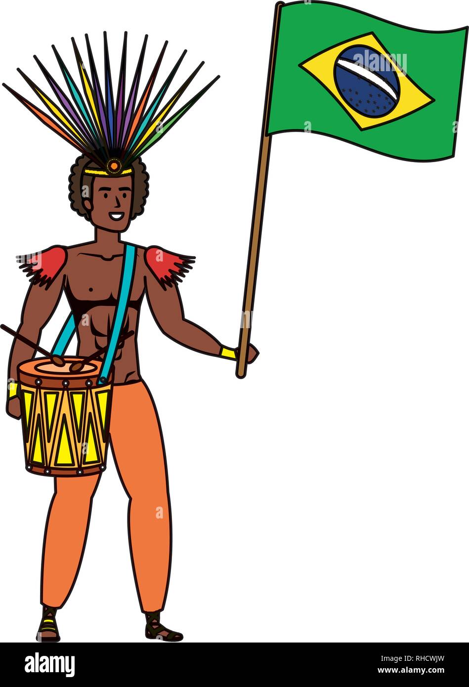brazilian male dancer playing drum with flag Stock Vector Image & Art ...