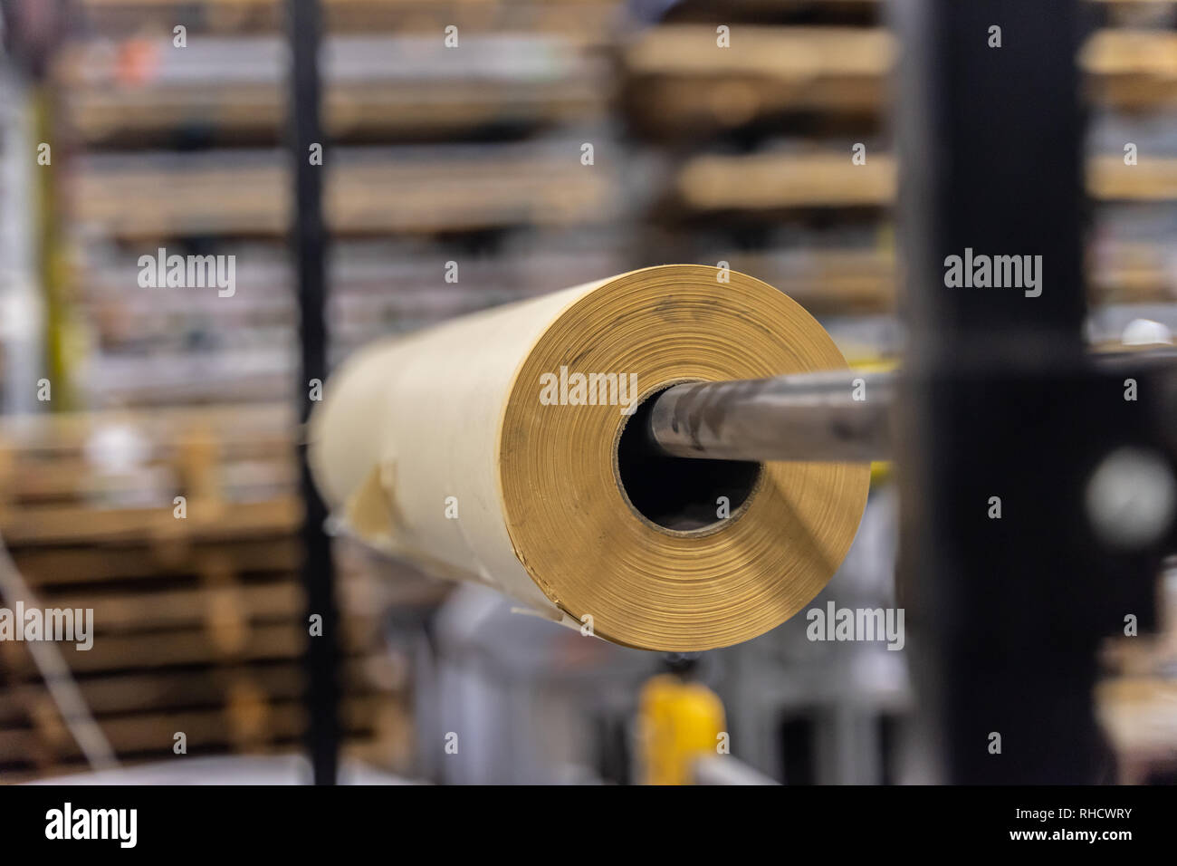 Roll of paper wrapping material in factory packaging Stock