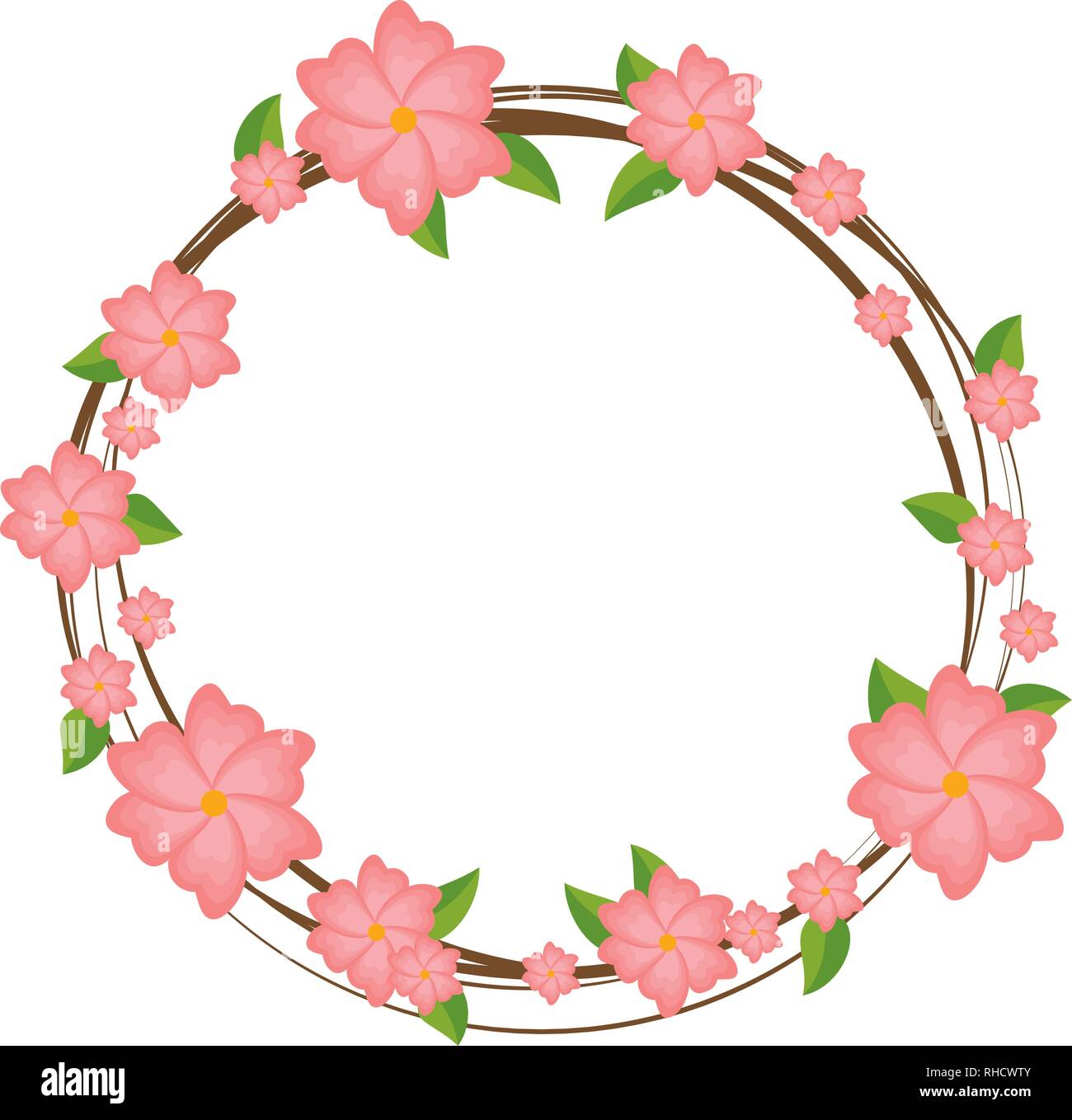 circular frame with flowers and leafs Stock Vector Image & Art - Alamy