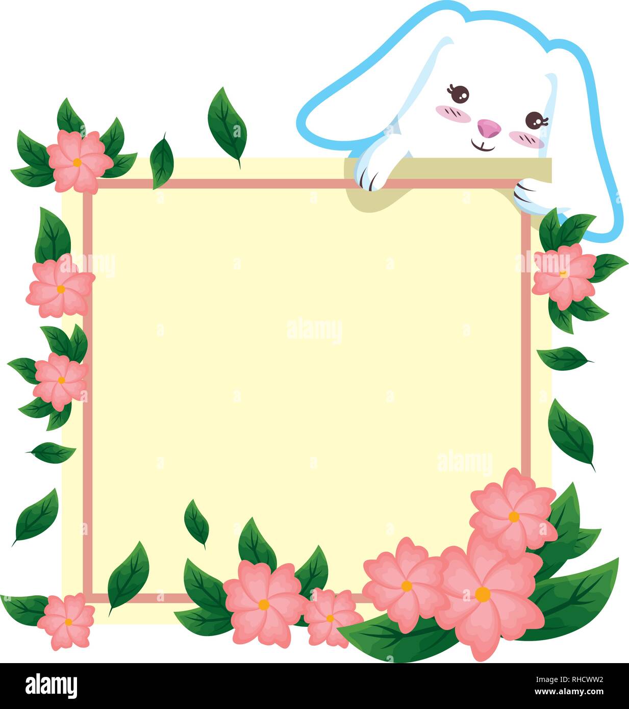 square frame with flowers and leafs Stock Vector Image & Art - Alamy