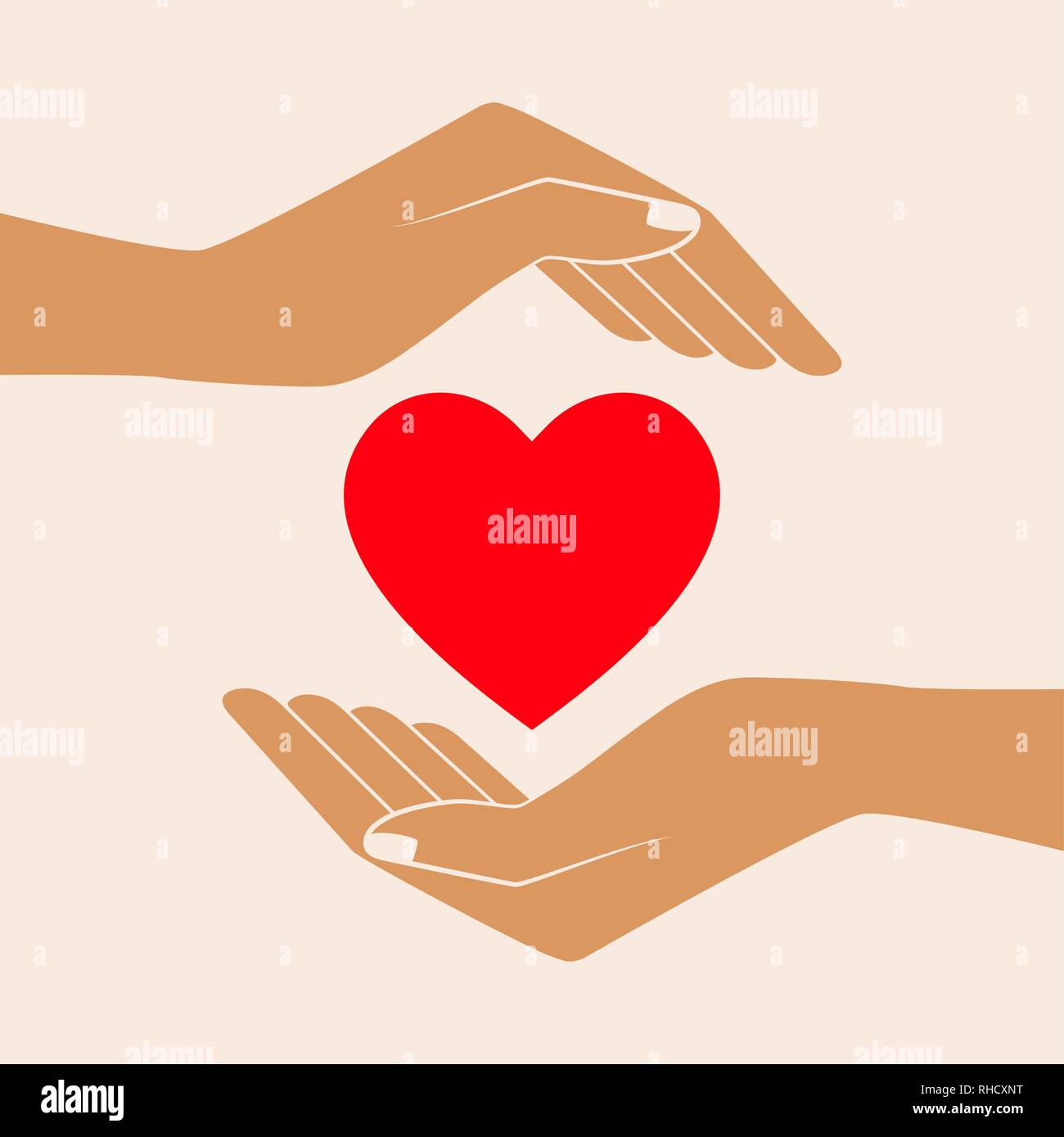 Hands holding heart shape, vector icon. Isolated vector illustration ...