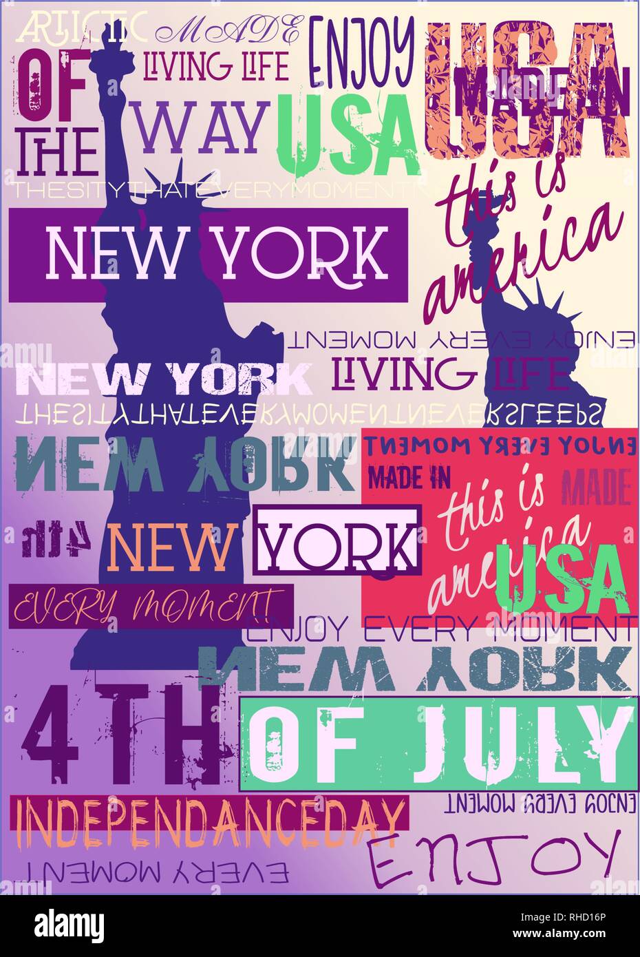 New York Usa NYC Poster 4TH July Edition Stock Vector