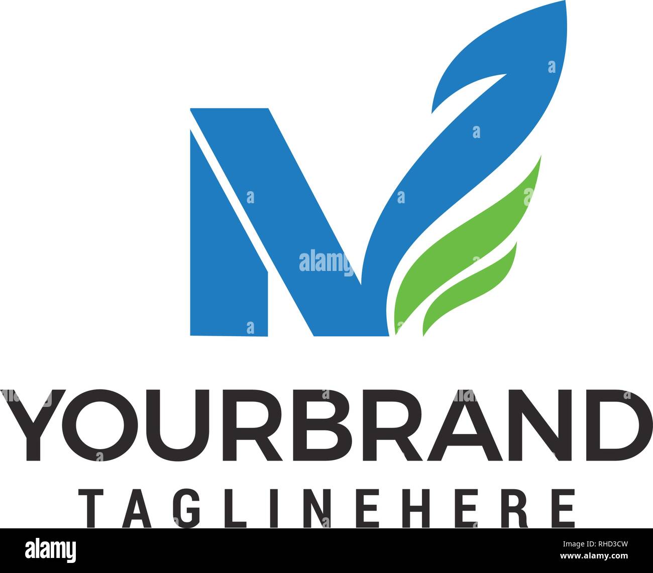 Letter N Green eco leaf logo Template Design Stock Vector Image & Art ...