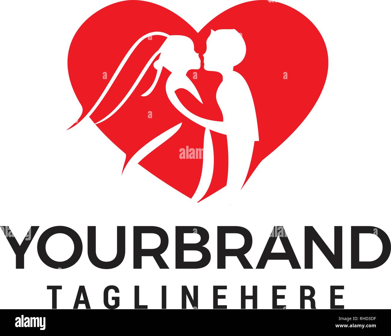 Love Couple Wedding Logo Design Template Stock Vector Art