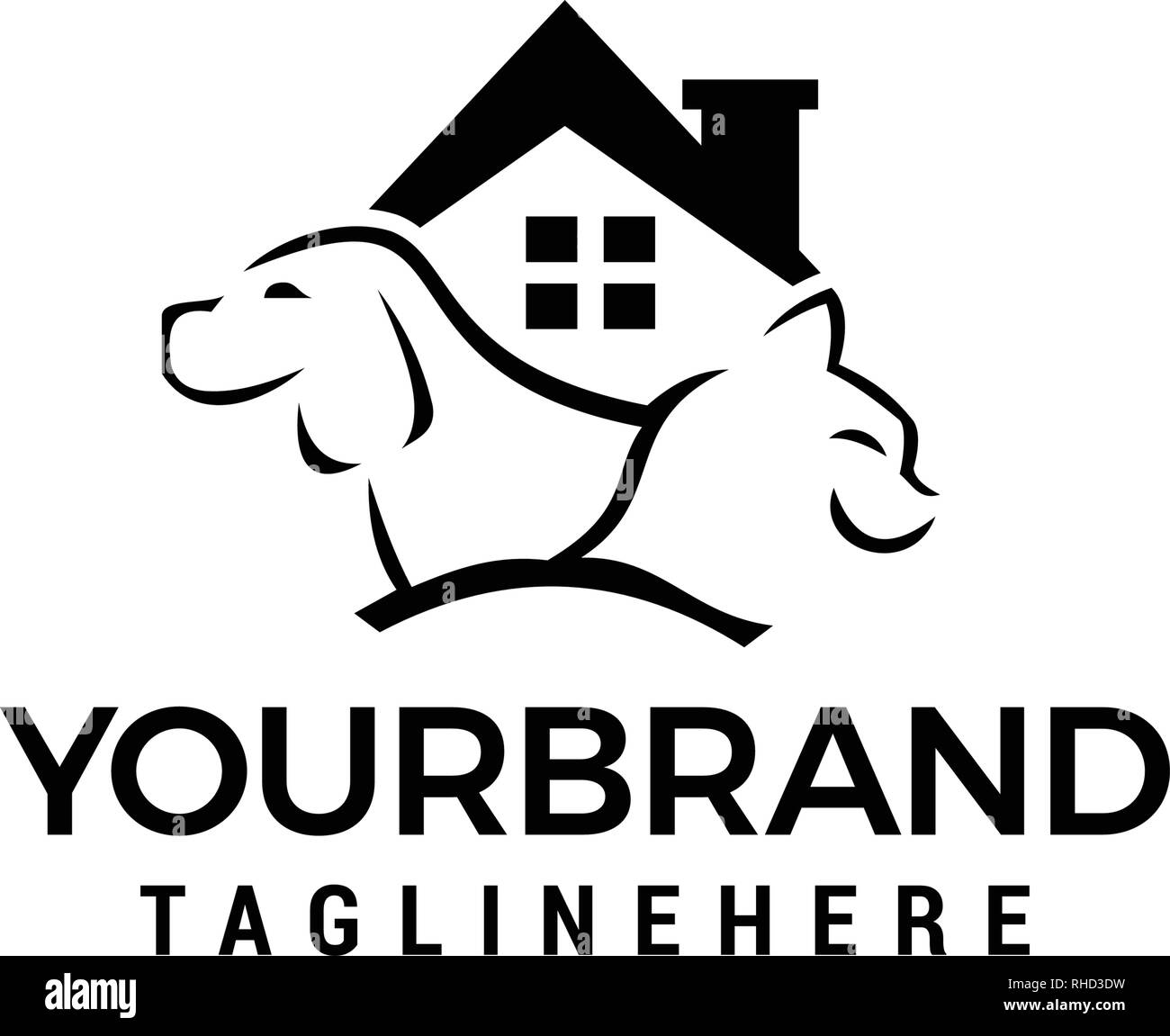 dog cat house logo Template vector icon design Stock Vector