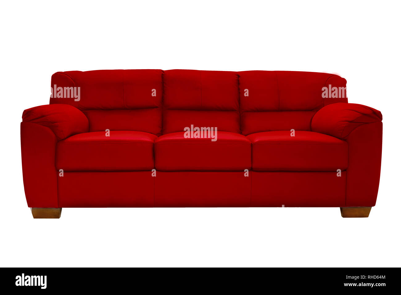 Three seats cozy leather sofa isolated on white background Stock Photo Alamy
