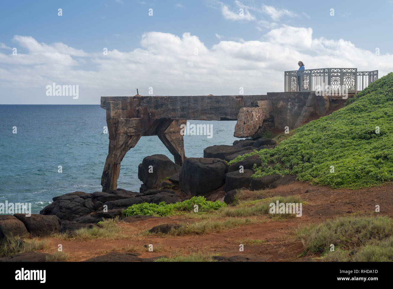 Old Pineapple dump pier on Kapaa bike path in Kauai Stock Photo Alamy