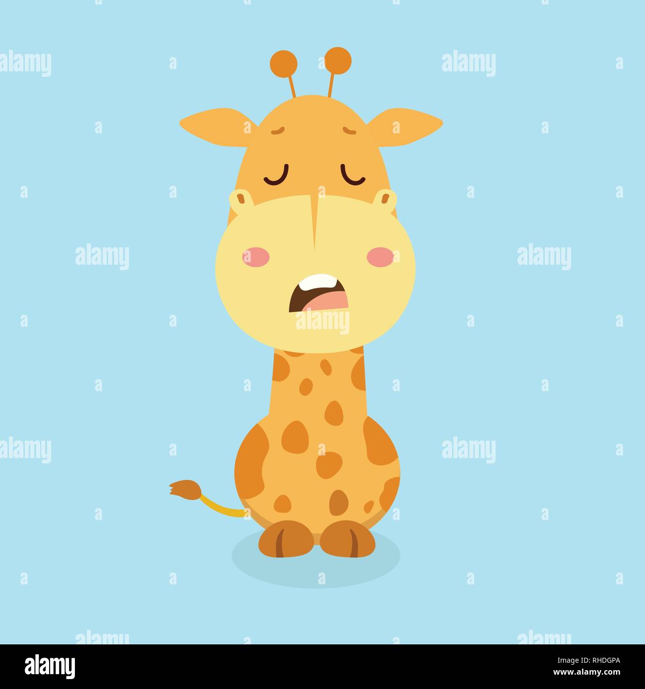 Cute giraffe cartoon on pastel background. Stock Vector