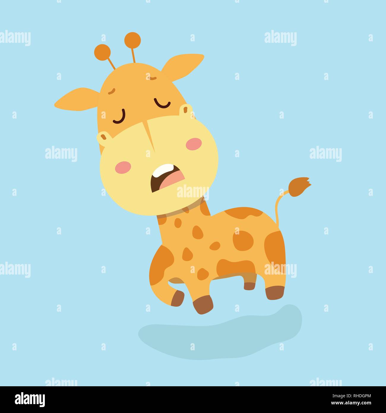 Cute giraffe cartoon on pastel background. Stock Vector