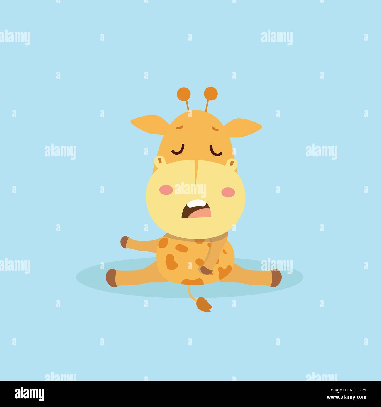 Cute giraffe cartoon on pastel background. Stock Vector