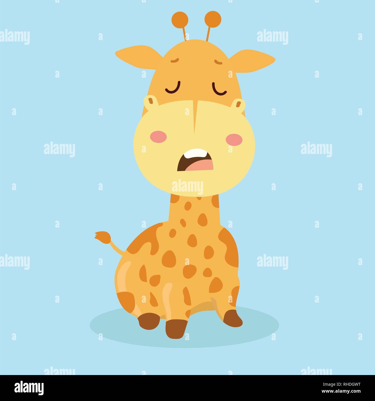 Cute giraffe cartoon on pastel background. Stock Vector